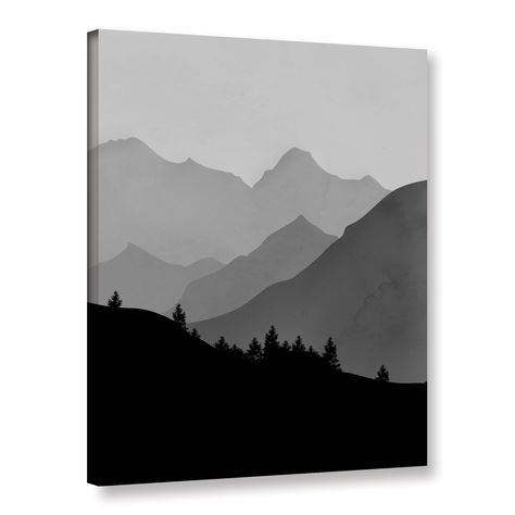 Mountain I by Amy Cummings Painting Print on Gallery Wrapped Canvas Purple Canvas, Revere Pewter, White Landscape, Grey Painting, Black And White Landscape, Interior Painting, Mountain Paintings, Beginner Painting, Benjamin Moore