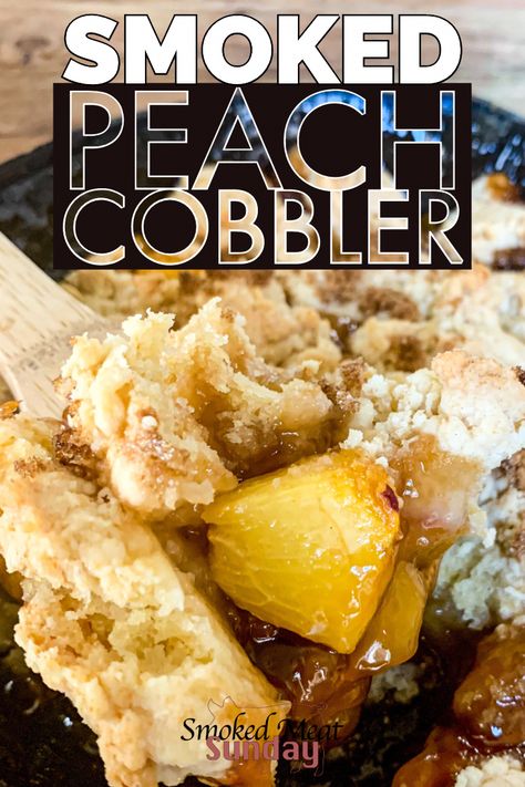 Everyone loves a good cobbler, and this smoked peach cobbler recipe is no different. Check out this easy way to make this classic dessert. Desserts With Peaches, Smoked Peach Cobbler, Smoked Dessert, Scratch Biscuits, Drop Biscuit Recipe, Traeger Cooking, Pellet Smoker Recipes, Traeger Grill Recipes, Cobbler Easy