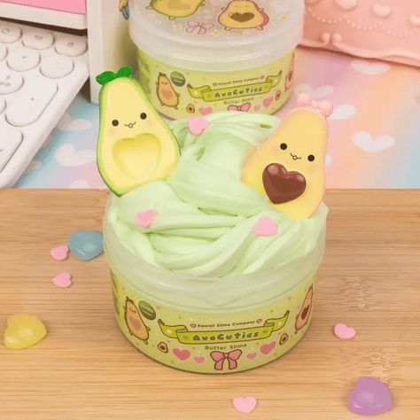 Creamy and dreamy - Avocuties Butter Slime offers a light avocado aroma that's so irresistibly fluffy you may want to avo-cuddle it! Plus, it comes with an adorable avocado couple charm, so you can have a touch of cuteness to brighten your day. Dip into this scrumptious slime and enjoy the buttery, avo-cute bliss! Peachy Babies Slime, Slime Company, Slime Cute, Avocado Couple, Cute Slime, Kawaii Slime, Bubbly Slime, Stitch Quotes, Pretty Slime