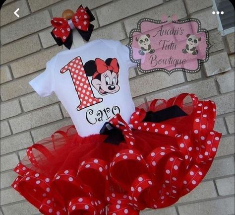 Minnie Mouse Tutu Outfit, Tutu Minnie, Baby Blessing Dress, Minnie Mouse Birthday Outfit, Ribbon Trim Tutu, Diy Tutu, Mickey Mouse Clubhouse Birthday, African Dresses For Kids, Birthday Tutu Outfit