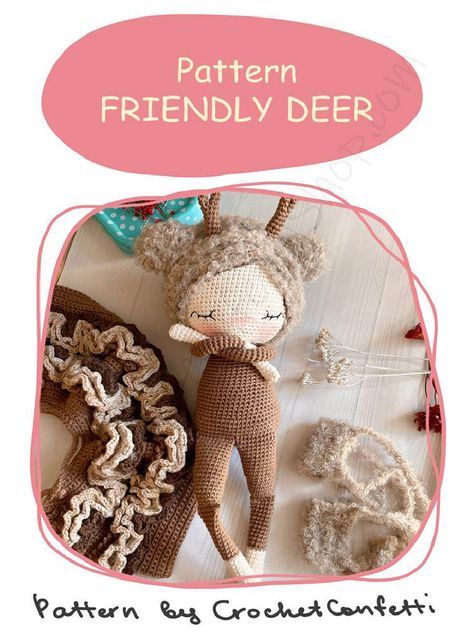 Scribd Crochet Pattern, Amigurumi Doll Free Pattern, Deer Crochet, Macrame Bracelet Tutorial, Tutorial Amigurumi, Deer Pattern, Crochet Plant, Bracelet Tutorial, Crochet Patterns Amigurumi