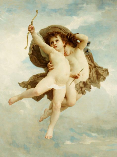 https://flic.kr/p/DZwcA8 | Bouguereau "L'Amour Vainqueur - Victorious Love"  1886 (modified) | Happy Valentine's Day! ___  Cupid and Psyche as children.  William-Adolphe Bouguereau (1825-905)  French academic painter.  His realistic genre paintings often employed mythological themes, making modern interpretations of classical subjects.  Oil on canvas Cupid Pictures, Cupid Images, Roi Arthur, Cupid And Psyche, William Adolphe Bouguereau, Image Chat, Image Nature, Images Vintage, Painting Reproductions