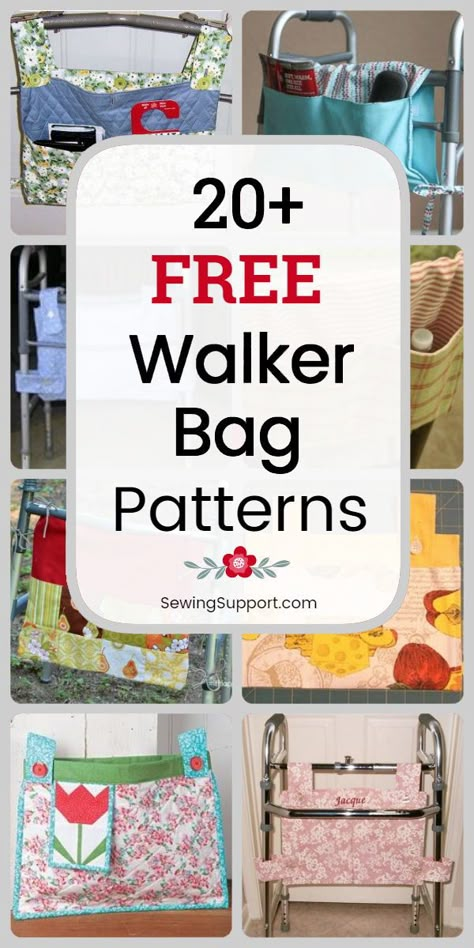 Walker Bag Pattern, Walker Bags, Patterns For Sewing, Wheelchair Bags, Walker Bag, Illustration Tutorial, Bag Pattern Free, Sewing And Quilting, Sew Ins