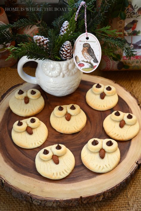 Owl cookies Owl Sugar Cookies, Easy Food Gifts, Cookie Delight, Chocolate Nuts Clusters, Happy Owl, Owl Cookies, Chocolate Chip Bread, Holiday Baking Recipes, Simple Sugar