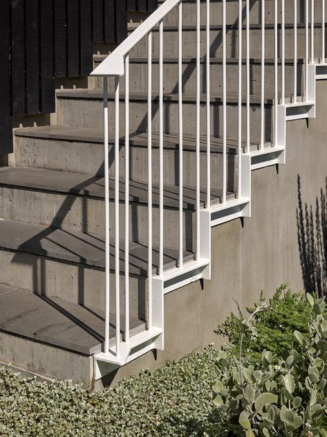 Highgate Park House - Vokes and Peters Exterior Steel Staircase Design, Exterior Stair Railing, Exterior Handrail, Architect Photography, Handrail Design, Railings Outdoor, Exterior Stairs, Stairs Design Modern, Park House