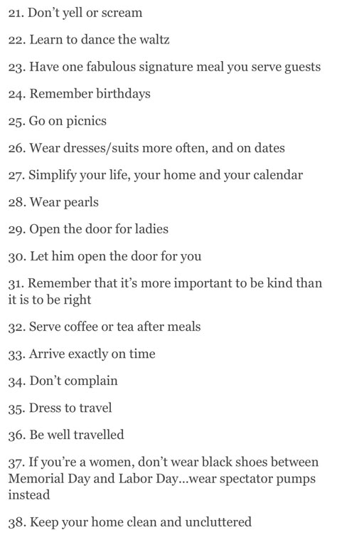 100 ways to be elegant Ettiquette For A Lady, Lady Rules, Etiquette And Manners, Divine Feminine Spirituality, Act Like A Lady, Charm School, Get My Life Together, Learn To Dance, Self Care Activities