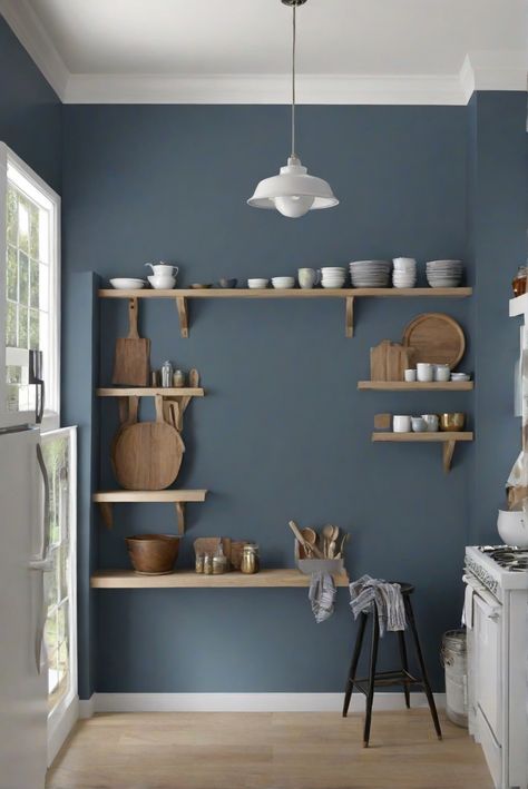 kitchen paint color,wall paint selection,kitchen color scheme,wall paint ideas Navy Kitchen Accent Wall, Navy Blue Accent Wall Kitchen, Greyish Blue Kitchen Walls, Kitchen Blue Paint Colors, Grey Kitchen Blue Walls, Grey And Blue Backsplash Kitchen, Blue Feature Wall Kitchen, Blue Kitchen Accent Wall, Kitchen Color Wall Ideas