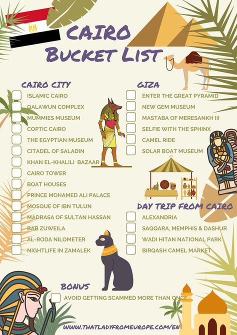 Everything I would like to see while staying in #Cairo. It's probably a 10 days long bucket list! How many of these have you already seen? #Egypt #bucketlist #pyramids Egypt Resorts, Giza Egypt, Egypt Culture, Holiday Travel Destinations, Travel Inspiration Destinations, Time Traveler, Visit Egypt, Egypt Travel, The Nile