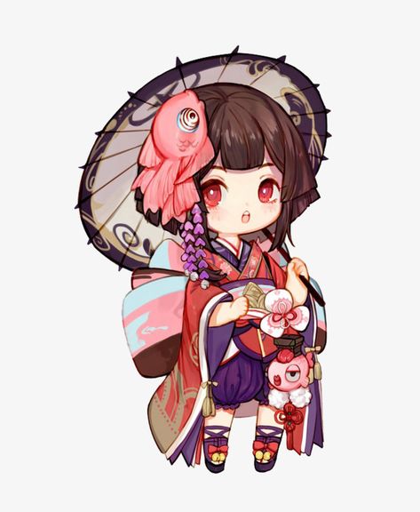 Chibi Kimono, Kimono Girl, Anime Chibi, Anime Character, Anime, Pink