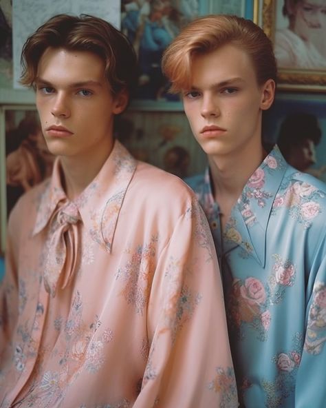 Obsessed with this vintage Chanel menswear editorial from 1996! 😍 Gorgeous young models in pink pastel, oozing The Godfather meets Wes Anderson vibes 🎥 Shot by the talented Leonardo Ferrero 📸 #90sfashion #Chanel #Editorial #NFT #NFTs #NFTsold #NFTCommunity Wes Anderson Editorial, Chanel Menswear, Chanel Editorial, Pastel Editorial, Chanel Editorial Campaign, Miu Miu Menswear Campaign, Valentino Pink Collection Men, Wes Anderson The French Dispatch, Grandpa Shirts