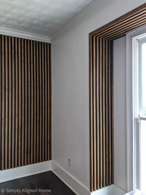 How to Create a Bay Window Slat Wall | Hometalk Curtains Bathroom, Wood Slat Wall, Fa Fal, Budget Bathroom, Elegant Bathroom, Slat Wall, Wood Slats, Bay Window, Furniture For Small Spaces