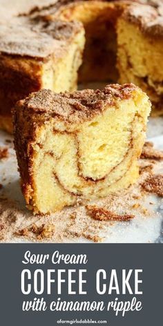 Extra Crumb Cinnamon Struesel Sour Cream Coffee Cake, Cinnamon Cream Cake, Sour Cream Baked Goods, Coffee Cake Recipes Sour Cream, Dessert With Sour Cream, Sourcream Poundcake, Cake With Sour Cream Recipe, Baking With Sour Cream, Sour Cream Loaf