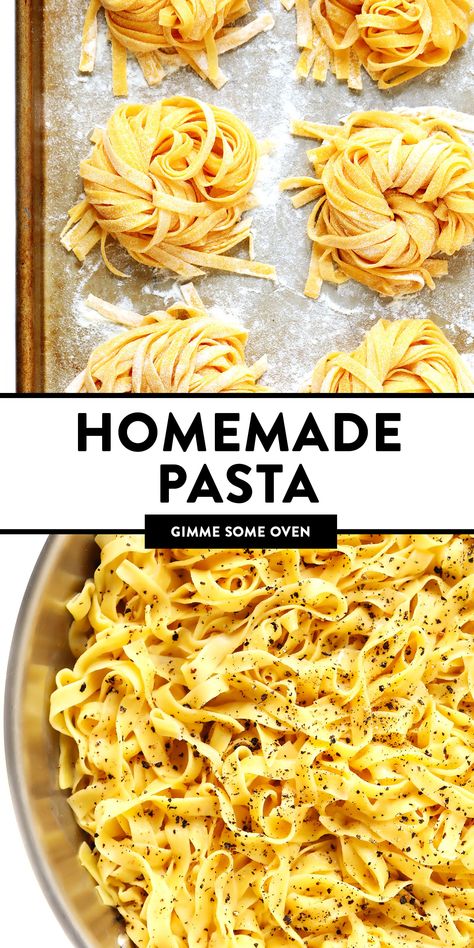 Pasta By Hand, Homemade Pasta Noodles, Cooking Fresh Pasta, Easy Homemade Pasta, Fresh Pasta Recipes, Pasta Dough Recipes, Homemade Pasta Recipe, Pastas Recipes, Handmade Pasta