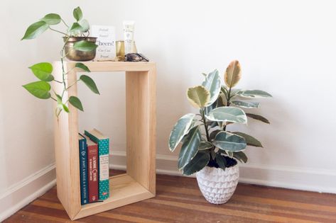 How To Make A DIY Side Table | Side Table Plans | Dunn DIY Crate Bedside Table, Diy Side Tables, Diy Bedside Table, Tiny Workshop, Slim Side Table, Simple Side Tables, Crate Table, Narrow Side Table, Diy Side Table