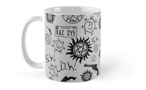 Supernatural Symbols Mugs Supernatural Merch, Supernatural Symbols, Sharpie Mug, Maker Project, Making Stuff, Jrr Tolkien, Fan Girl, Nerd Stuff, Chocolate Lover