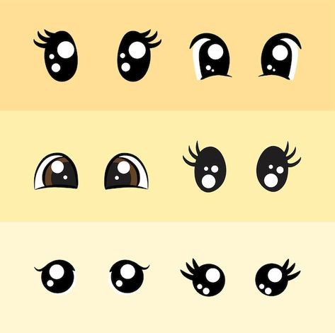 Conjunto de dibujo de ojos lindos | Premium Vector #Freepik #vector #ojos-animados #ojos-dibujo #cara-animada #expresiones-dibujos Cute Animal Eyes Drawing Cartoon, Cartoon Eyes Cute, Ideas Caratulas, Cute Cartoon Eyes, Kawaii Eyes, Balloon Face, Pig Illustration, Cartoon Eyes, Simple Cartoon