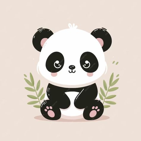 Panda Illustration Cute, Panda Vector, Cute Panda Cartoon, Panda Cartoon, Panda Illustration, Black And White Outfit, Black White Outfit, Cartoon Panda, White Outfit