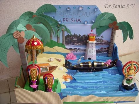 Diorama-Kerala,India Shoe Box Diorama, Diorama Project, Golu Dolls, Onam Celebration, 3d Art Projects, Onam Festival, India Crafts, Recycled Crafts Kids, Festivals Of India