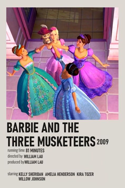 Barbie Movies List, Minimalistic Polaroid Poster, Barbie And The Three Musketeers, Film Polaroid, Old Cartoon Shows, Tim Curry, Adventure Family, Iconic Movie Posters, Movie Card