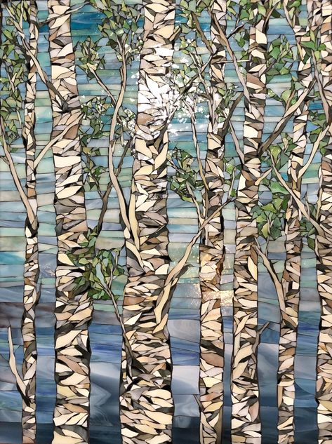 Moonlight Fine Art & Framing Landscape Mosaic, Stained Glass Mosaic Art, Tree Mosaic, Mosaic Art Diy, Art Framing, Stone Art Painting, Mosaic Art Projects, Mosaic Tile Art, Modern Mosaics