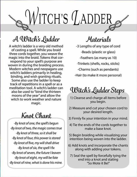 Witch's Ladder Diy, Witches Ladder Spell, Witches Ladder Meaning, Witch’s Ladder, Modern Witch Altar, Witch Diy Crafts Witchcraft, Witches Ladder Diy, Litha Crafts, Crone Wisdom