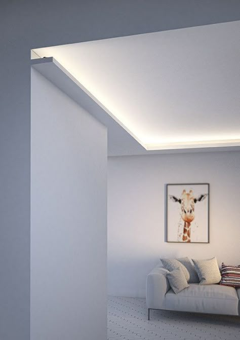 Cove Lighting Ceiling, Lambriseringen Gang, Hidden Lighting, New Ceiling Design, House Ceiling Design, Home Lighting Design, Ceiling Design Living Room, Cove Lighting, Ceiling Light Design