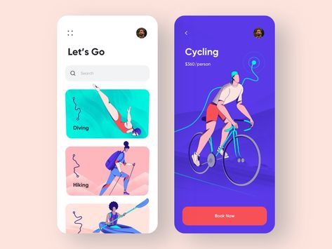 Sports App - Mobile App by Anastasia on Dribbble Gym App, Ui Design Mobile, Ux Mobile, Mobile App Design Inspiration, App Interface Design, Sports App, App Design Inspiration, Mobile App Ui, App Interface