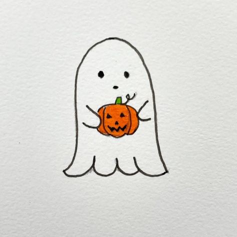 Ghost Pencil Sketch, Ghost Holding Pumpkin Drawing, Ghost Holding Pumpkin Tattoo, How To Draw A Ghost, Ghost Drawing Ideas, Spooky Drawing Ideas, Ghost Drawing Easy, Halloween Things To Draw, Draw A Ghost