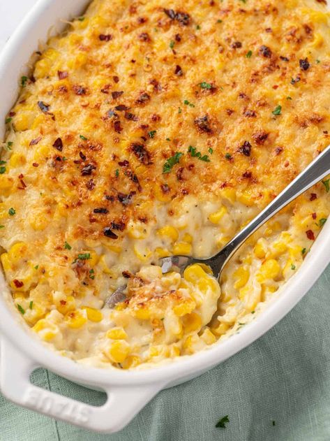 Easy Homemade Creamed Corn Casserole Bake - Cookin' with Mima Thanksgiving Creamed Corn Casserole, Baked Cream Corn Recipe, Baked Cream Corn, Bisquick Casserole, Southern Casseroles, Corn And Sour Cream, Baked Corn Recipes, Baked Creamed Corn, Baked Creamed Corn Casserole