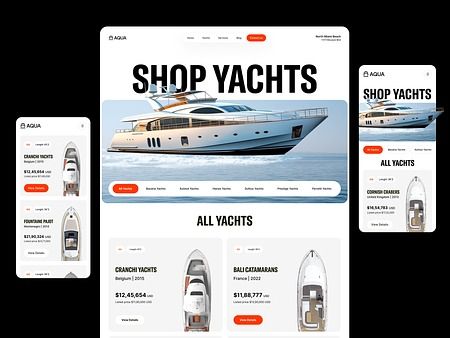 Aqua Yacht Website Design by Orix Creative on Dribbble Boat Website Design, Sun Cap, Web Inspiration, Web Layout, Boat Design, Global Community, Website Design, Aurora, Sun