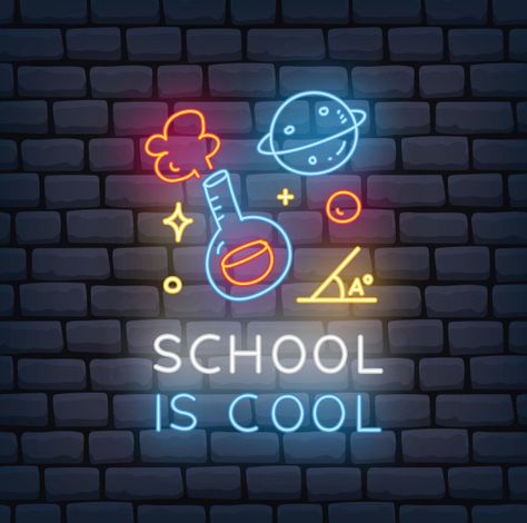 School Banner, Light Images, Flyer Poster, Classroom Design, Cartoon Character Design, Background Banner, Vector Background, Neon Sign, School Design