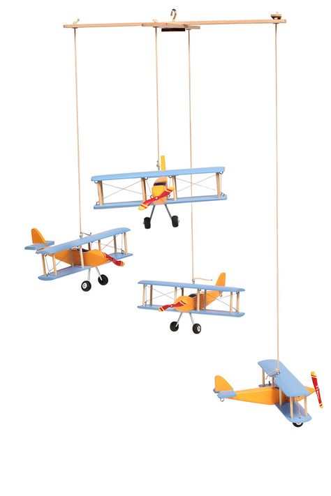 airplane mobile Plane Nursery, Vintage Baby Shower Boy, Airplane Mobile, Plane Decor, Sky Nursery, Travel Theme Nursery, Wooden Airplane, Wooden Plane, Baby Shower Vintage