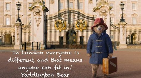 In London everyone is different and that means anyone can fit in. - Paddington Bear. Paddington Bear Costume, Paddington Film, Oso Paddington, Queen And Prince Phillip, Queen E, Bear Costume, Elisabeth Ii, Paddington Bear, Bear Outfits