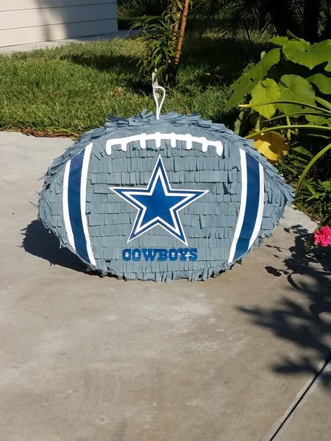 Find us on Etsy @ My Party Pinatas. We ship! Football Piñata, Football Pinata, Dallas Cowboys Birthday Party, Dallas Cowboys Birthday, Dallas Cowboys Party, Pinata Ideas, 7th Birthday Boys, Boyfriends Birthday Ideas, Boys Volleyball