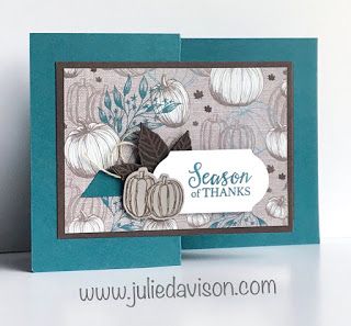 VIDEO: Stampin' Up! Gather Together Double Z Fold Card Tutorial ~ 2019 Holiday Catalog ~ Stamp of the Month Club Card Kit ~ www.juliedavison.com Stampin Up Double Z Fold Cards, Z Fold Card Tutorial, Double Z Fold Card, Z Cards, Fancy Fold Card Tutorials, Carte Halloween, Card Folds, Gather Together, Club Card