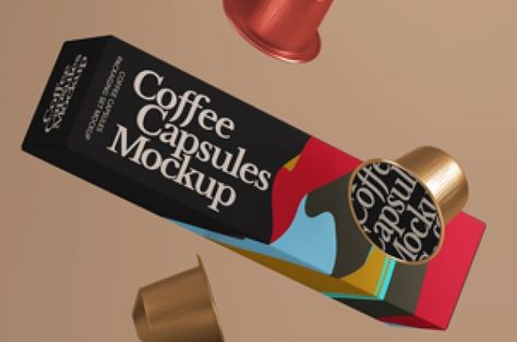 This is a new set of psd coffee capsules mockup packaging to display any branding designs. Easily change add your graphics... Coffee Capsules Packaging, Starbucks Coffee Machine, Coffee Pods Packaging, Folder Mockup, Brochure Psd, Personal Branding Design, Retro Text, Sign Mockup, Coffee Capsules