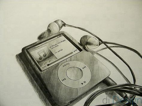 Mp3 Drawing, Steve Jobs Apple, 3d Pencil Drawings, Pencil Drawings For Beginners, Pencil Shading, Pencil Drawings Easy, Pencil Drawing, Design Sketch, Art Music