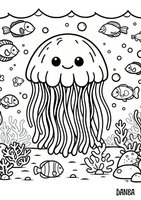 Jellyfish Printable Coloring Page Daycare Job, Jellyfish Coloring Page, Jellyfish Printable, Jellyfish Coloring, Animals Coloring Pages For Kids, Kids Printable Coloring Pages, Animals Coloring Pages, Free Kids Coloring Pages, Summer Coloring