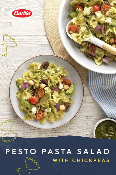 Chickpea Pesto, Salad With Chickpeas, Pasta Side Dishes, Pesto Pasta Salad, Dinner Recipes For Two, Pasta Sides, Cold Pasta Salad, Recipes For Two, Recipes Crockpot