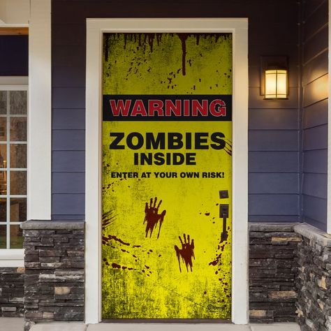 You'll love the Zombies Inside Halloween Front Door Mural at Wayfair - Great Deals on all Décor & Pillows products with Free Shipping on most stuff, even the big stuff. Halloween Door Decorations Classroom, Halloween Brunch, Diy Halloween Door Decorations, Preschool Door, Halloween Classroom Door, Halloween Diy Door, Dorm Door, Halloween Front Door Decorations, Halloween Front Door