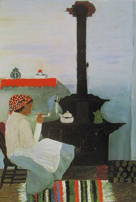 Interior - Horace Pippin 1944 - oil on canvas - 61.2 x 76.6 cm 70s Illustration, Horace Pippin, Black Folk Art, Illustration Photography, Andrew Wyeth, Action Painting, Woman Art, True Art, Naive Art