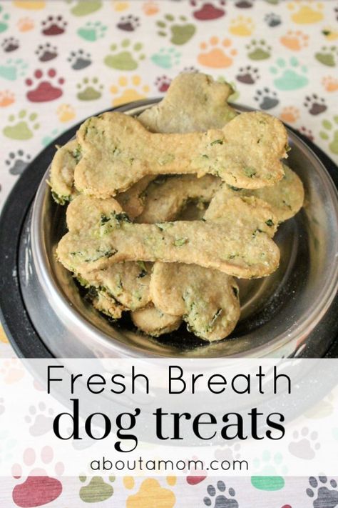 Dog Treat Recipes For Bad Breath, Homemade Dog Treats For Fresh Breath, Dogs Breath Stinks, Homemade Dog Treats For Bad Breath, Dog Treat Bags Diy, Dog Treats For Bad Breath, Fresh Breath Dog Treats, Dog Breath Treats, Dog Treats Homemade