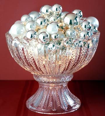 Putting sparkly ornaments in a punch bowl is a quick and easy centerpiece! More decorating ideas: http://www.bhg.com/christmas/ornaments/decorating-with-christmas-ornaments/?socsrc=bhgpin112813ornamentcenterpiece&page=21 Simple Centerpieces, Punch Bowls, Noel Christmas, Christmas Centerpieces, Christmas Deco, Christmas Joy, Christmas Inspiration, Jingle Bells, Christmas Balls