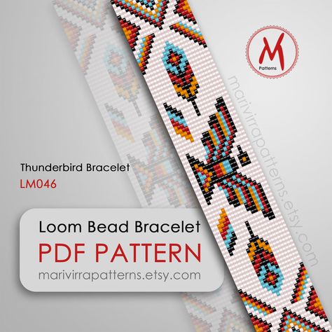 Thunder Bird, Beaded Hat Bands, Native Beading Patterns, Bead Loom Designs, Loom Bracelet Patterns, Beading Jewelery, Loom Pattern, Bead Weaving Patterns, Beadwork Patterns