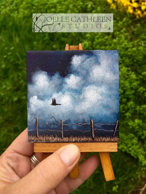 Miniature Acrylic Painting of Crow Flying over Field Custom Painted Next Day Painting 2023, Crow Flying, Mini Toile, Miniature Paintings, Small Canvas Paintings, Easy Canvas, Simple Canvas Paintings, Easy Canvas Art, Small Canvas Art