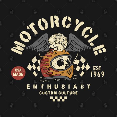 Rider Logo, Helmet Illustration, Bikers Logo Design Graphics, Motorcycle Club Logo, Motorcycle Logo Design Graphics, Motorcycle Tshirt Design, Bike Tshirt Design, Motorcycles Logo Design, Retro Graphic Print T-shirt For Biker Events