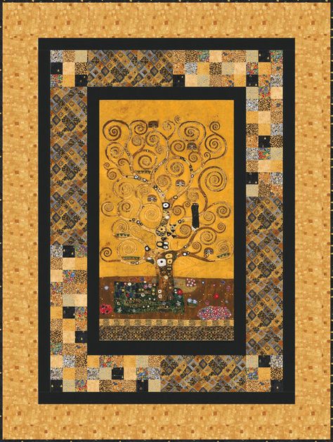 Spotlight Designer Pattern: Robert Kaufman Fabric Company Klimt Quilt, Panel Quilt Patterns, Gustav Klimt Art, Fabric Panel Quilts, Klimt Art, Japanese Quilts, The Quilt Show, Quilt Border, Quilt Stores