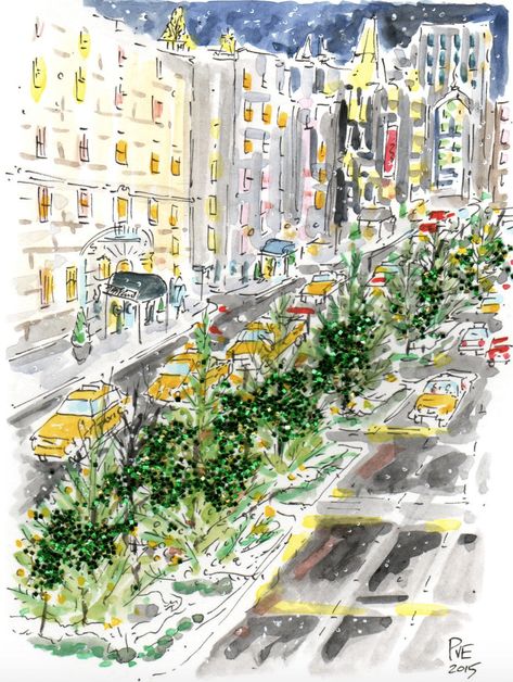 Watercolor from PVE DESIGN @pvedesign Art Igcse, New York Illustration, Inspo For Drawing, After Christmas Sales, Macys Parade, Painting Hobby, Row Home, Entertaining House, Study Break