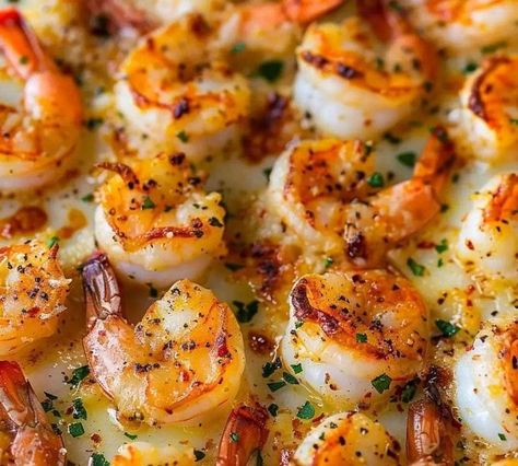 Easy Recipes | Baked Garlic Parmesan Shrimp | Facebook Parmesan Shrimp, Garlic Parmesan Shrimp, Shrimp Parmesan, Shrimp Recipes For Dinner, Baked Garlic, Large Shrimp, Lemon Wedge, Roast Recipes, Garlic Parmesan