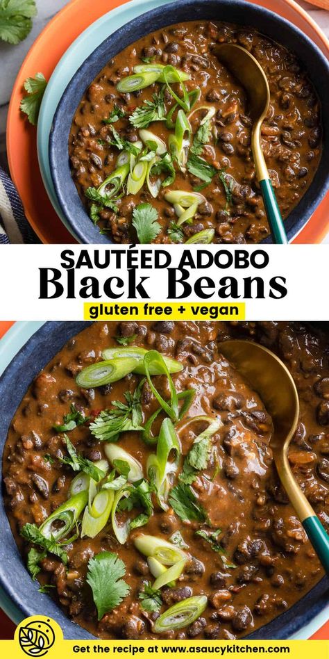 Black Bean Recipes, Chipotle Peppers, Herbs And Spices, Meatless Meals, Adobo, Veggie Dishes, Bean Recipes, Black Bean, Vegan Dinners